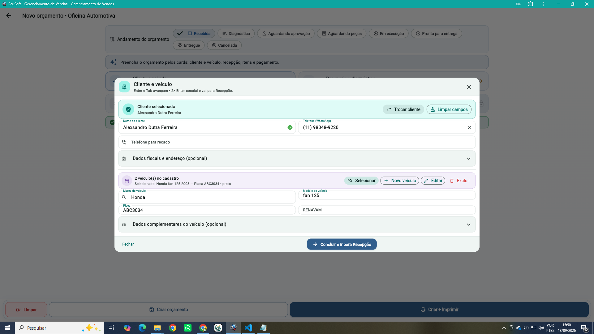 Cliente e veículo prontos para novos atendimentos